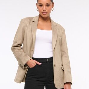 Abercrombie & Fitch Vegan Suede Slouchy Blazer